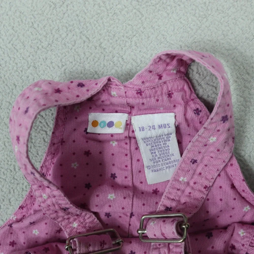 Vintage Gymboree Pink Floral Corduroy Overalls Toddler Girls 18-24M READ